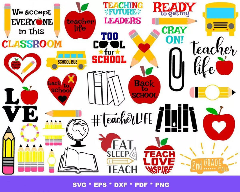 Back To School SVG Bundle 2000+ Files For Cricut & Silhouette