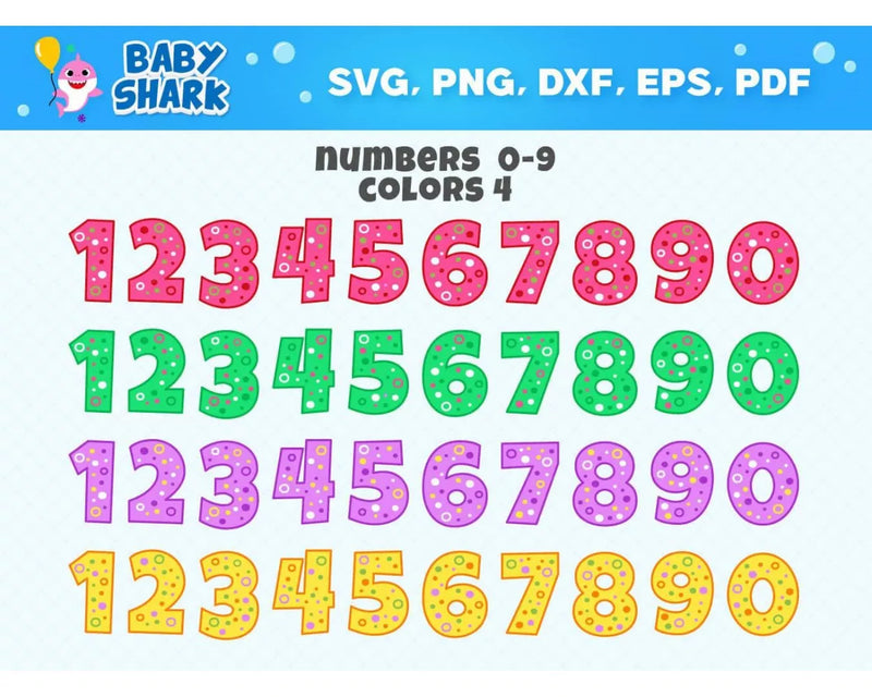 Baby Shark Birthday Clipart Bundle, PNG & SVG Cut Files for Cricut & Silhouette