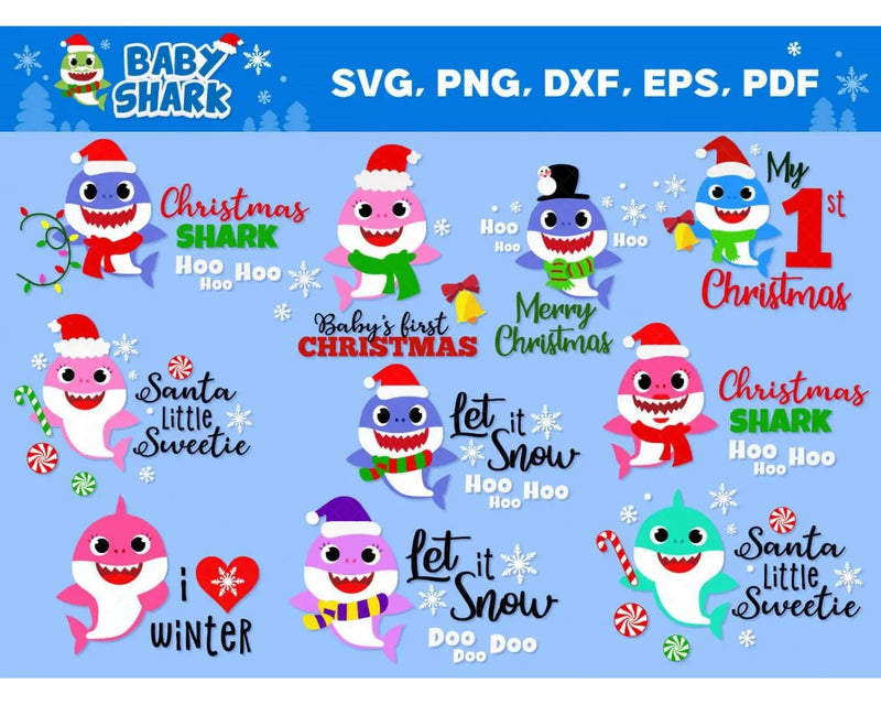 Christmas Shark SVG Bundle 60+ Files For Cricut & Silhouette