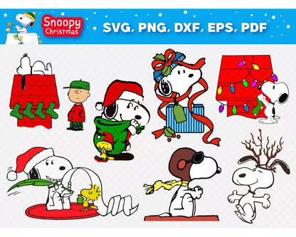 Snoopy Christmas Clipart Bundle, PNG & SVG Cut Files for Cricut & Silhouette