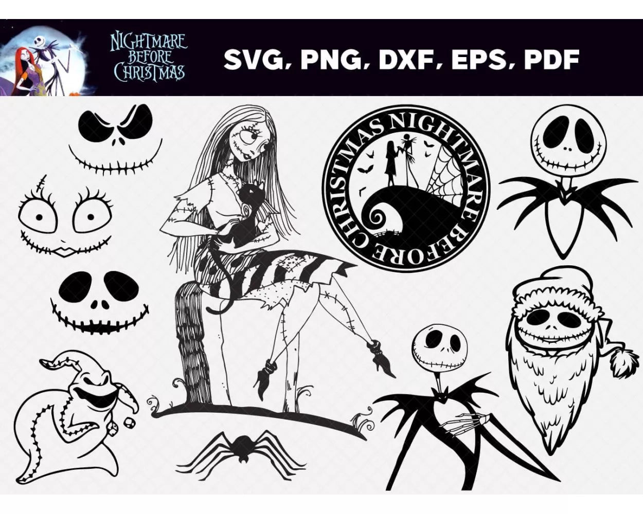 Jack Skellington SVG, Nightmare Before Christmas SVG Files For Cricut, Nightmare Before Christmas PNG Transparent