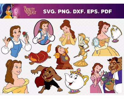 Beauty and the Beast Clipart Bundle, PNG & SVG Cut Files for Cricut & Silhouette