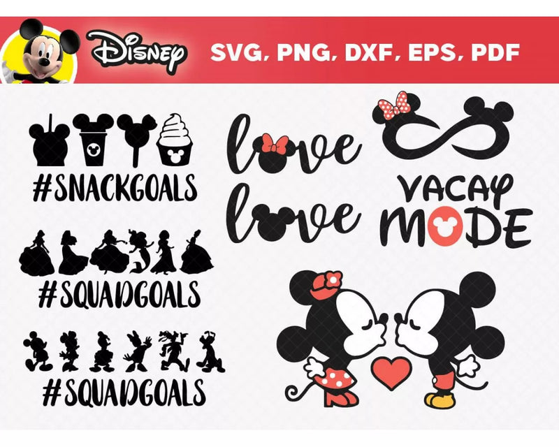 Minnie & Mickey SVG, Mickey Mouse SVG Cricut, Mickey Mouse Clipart, Minnie Mouse PNG