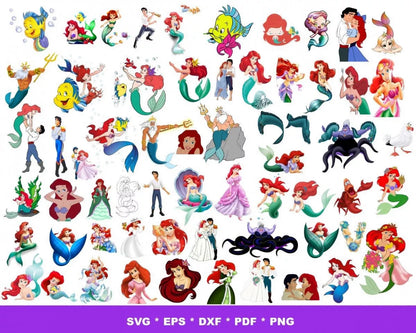 Ariel Little Mermaid Clipart Bundle - Mermaid Svg Cut Files