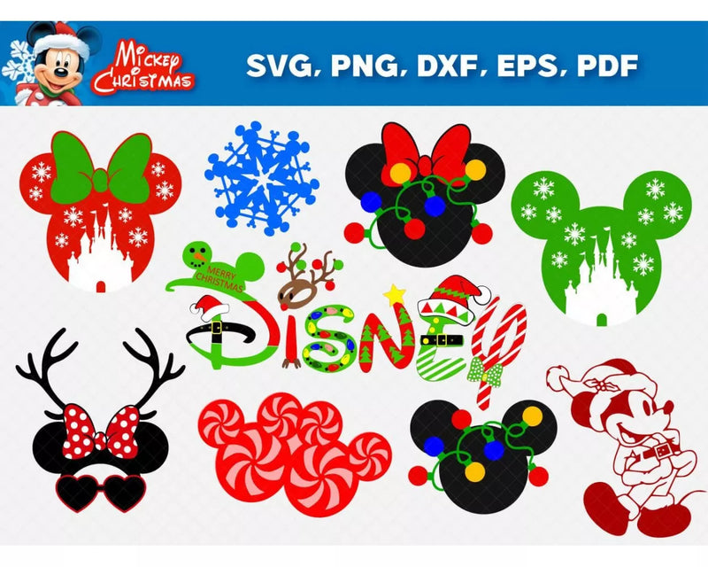 Mickey Mouse Christmas SVG Bundle 53+ Files For Cricut & Silhouette