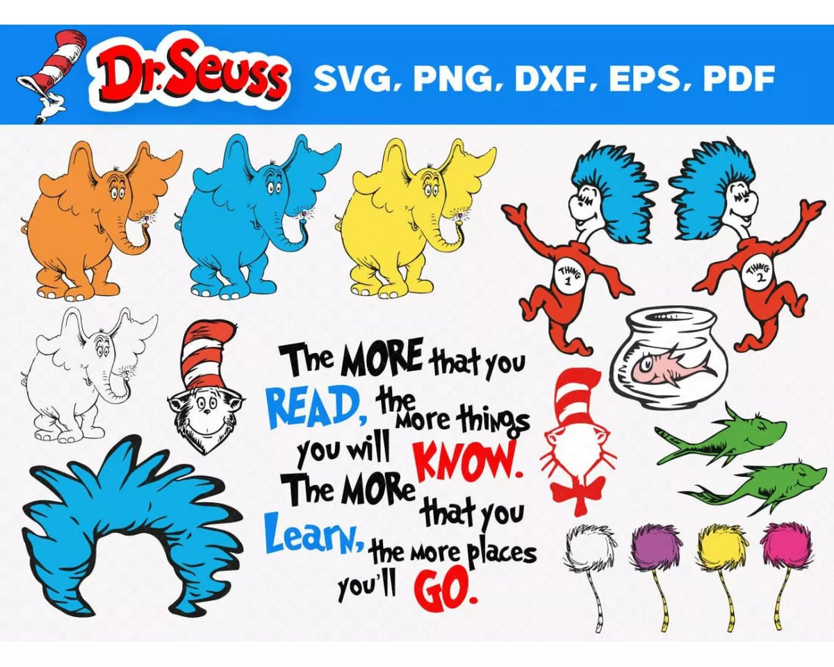 Dr Seuss SVG, Dr Seuss SVG Cricut, Dr Seuss Hat PNG, Dr Seuss SVG  Cut Files, Dr Seuss Clipart Bundle