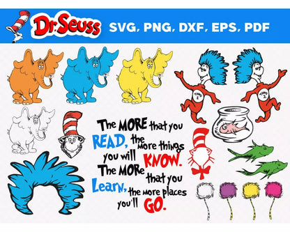 Dr Seuss SVG, Dr Seuss SVG Cricut, Dr Seuss Hat PNG, Dr Seuss SVG  Cut Files, Dr Seuss Clipart Bundle