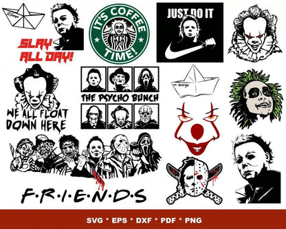 Horror Movies Clipart Bundle, PNG & SVG Files for Cricut & Silhouette