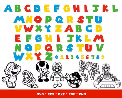 Super Mario Clipart Bundle, Mario SVG For Cricut, Super Mario Birthday SVG, Mario Silhouette Vector Cut Files