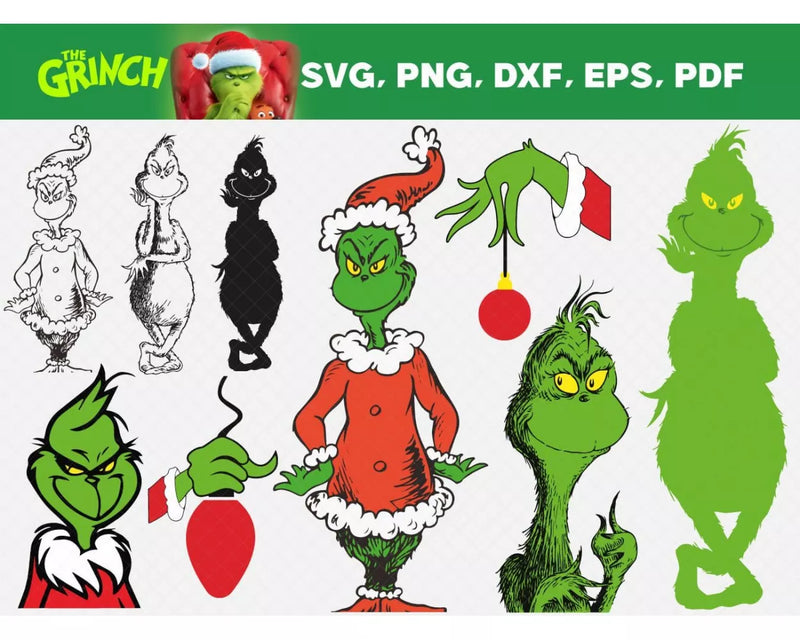 Grinch Clipart Bundle, PNG & SVG Cut Files for Cricut & Silhouette