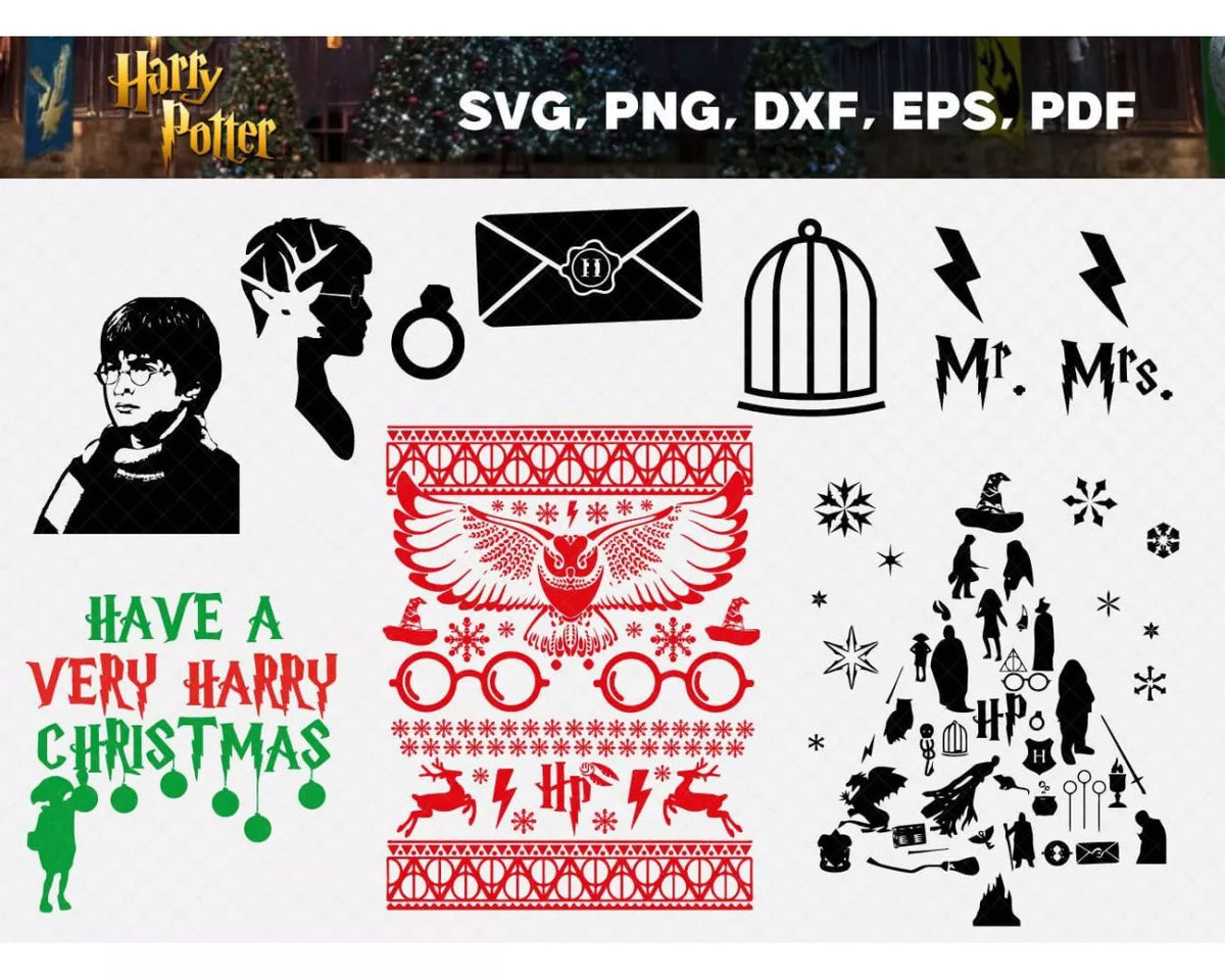 Harry Potter Christmas SVG Bundle 50+ Files For Cricut & Silhouette