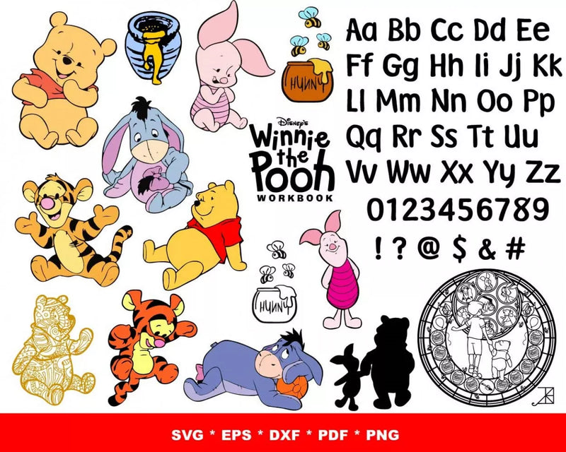 Winnie The Pooh Clipart Bundle, PNG & SVG Cut Files for Cricut & Silhouette