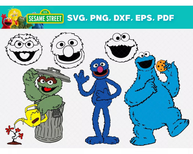 Sesame Street Clipart Bundle, Sesame Street Characters SVG, Sesame Street Cricut Files, Sesame Street Silhouette Vector Cut Files