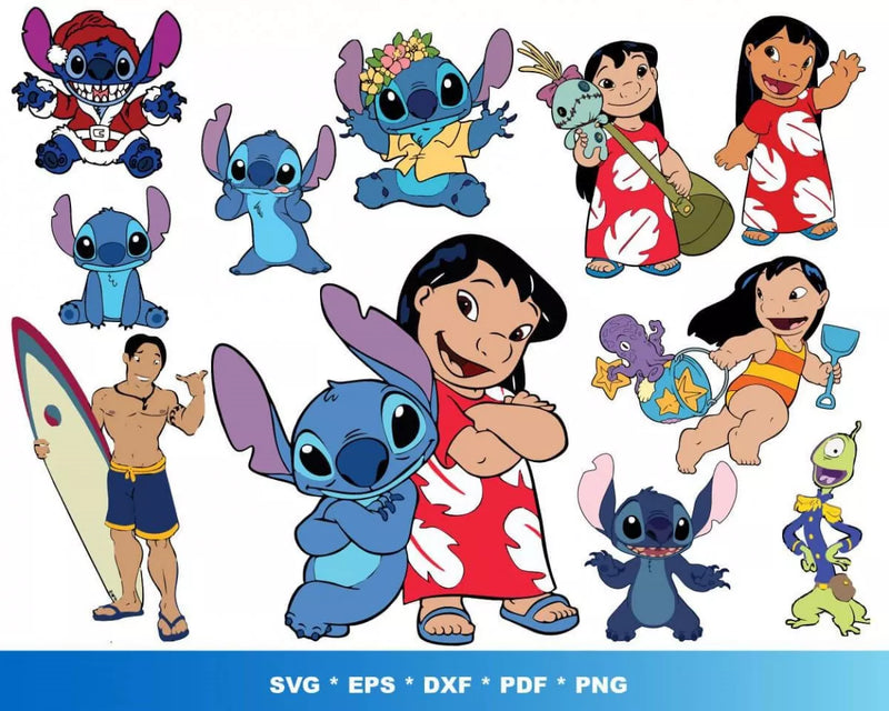 Lilo And Stitch SVG, Lilo & Stitch SVG For Cricut, Lilo & Stitch Clipart, Stitch Silhouette Vector Cut Files