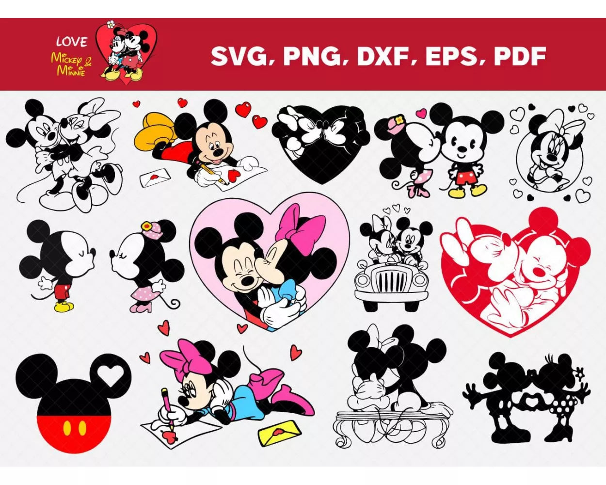 Mickey And Minnie Mouse SVG, Mickey Mouse Cricut Files, Minnie SVG Files For Cricut, Mickey PNG Transparent