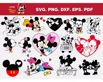 Mickey And Minnie Mouse SVG, Mickey Mouse Cricut Files, Minnie SVG Files For Cricut, Mickey PNG Transparent