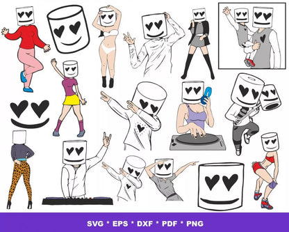 DJ Marshmello SVG, DJ Marshmello SVG Cricut, DJ Marshmello Cliparts