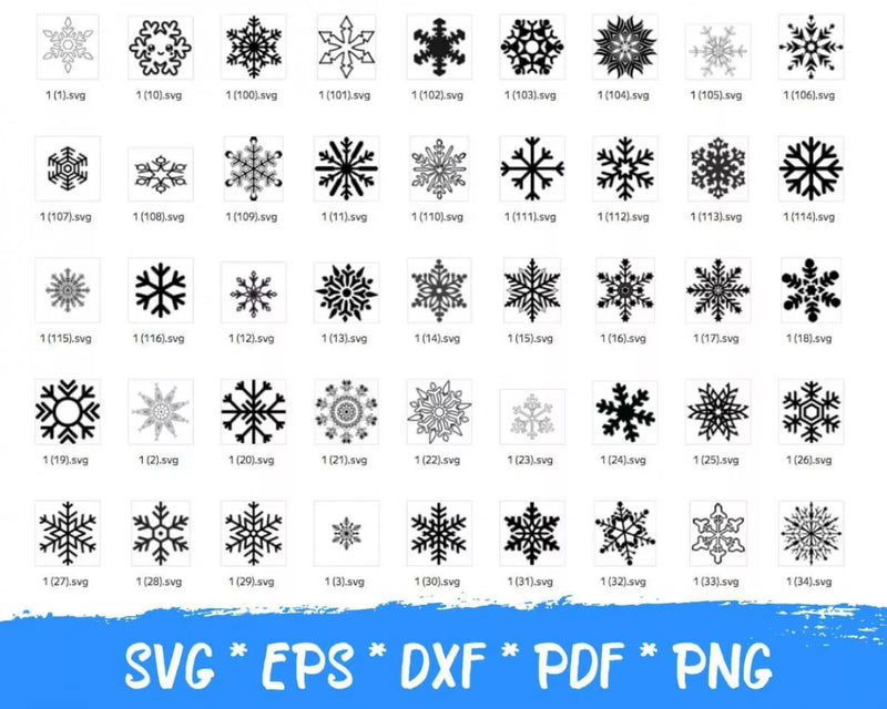 Snowflakes PNG & SVG Bundle, 200+ Files For Cricut & Silhouette