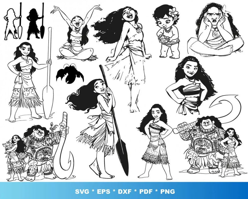 Moana Clipart Bundle, PNG & SVG Files for Cricut / Silhouette