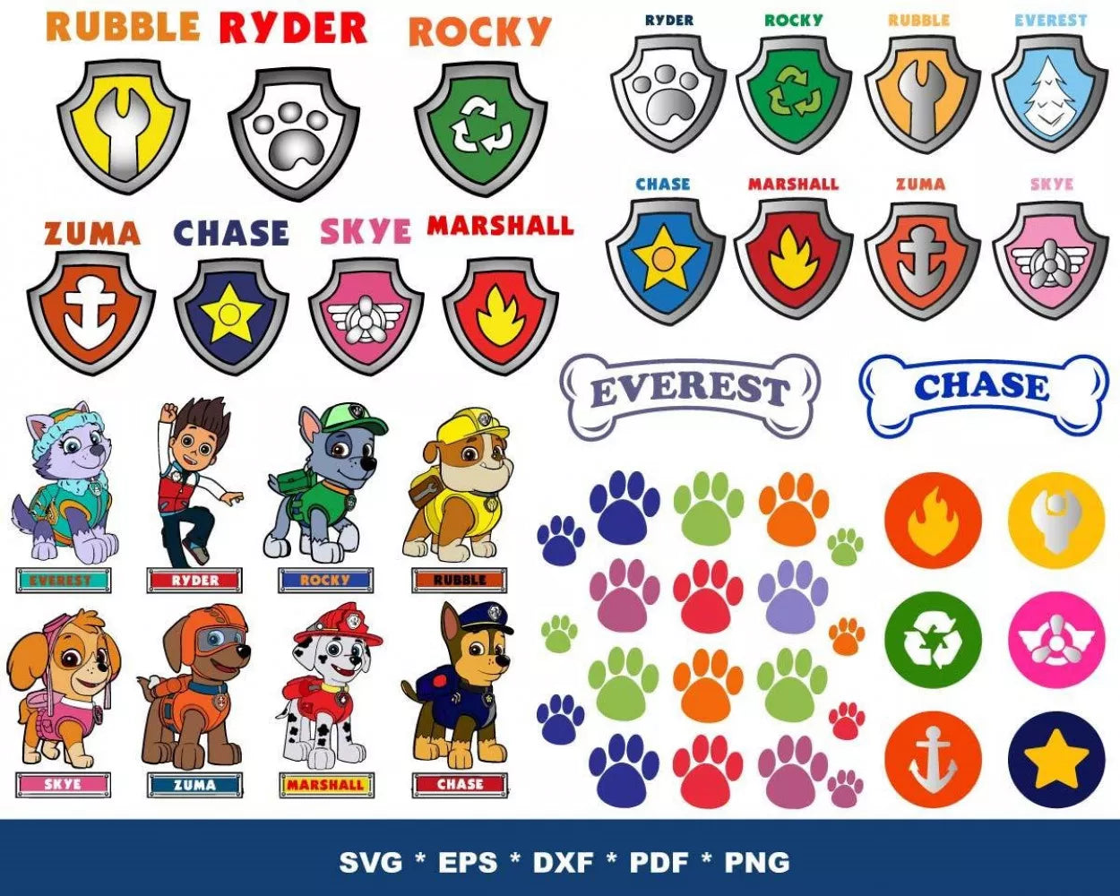 Paw Patrol Clipart Bundle, Paw Patrol SVG For Cricut, Paw Patrol Birthday SVG, Paw Patrol Silhouette Vector Cut Files