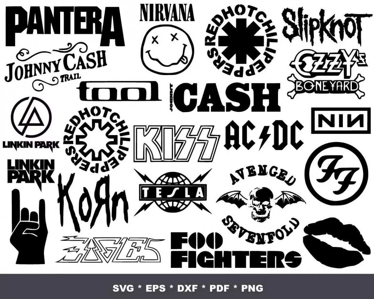 Rock Band Clipart Bundle, Rock Band PNG & SVG Cut Files for Cricut, Rock Band Silhouette Vector Cut Files