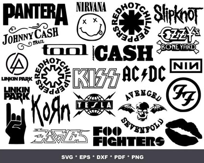 Rock Band Clipart Bundle, Rock Band PNG & SVG Cut Files for Cricut, Rock Band Silhouette Vector Cut Files