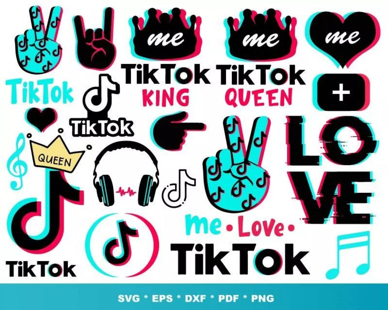 TikTok PNG & SVG Bundle, 1000+ Files For Cricut & Silhouette