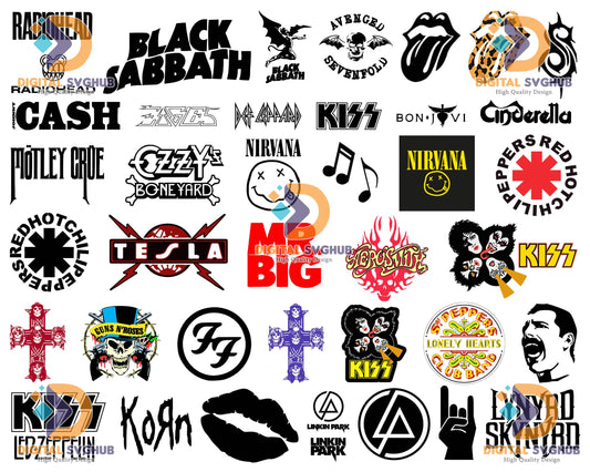 400+ Rock Band Logo SVG Bundle - Instant download
