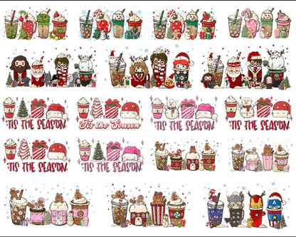 Version 2 - 40+ Christmas coffee PNG bundle, Christmas cafe digital bundle, PNG formats, Digital download
