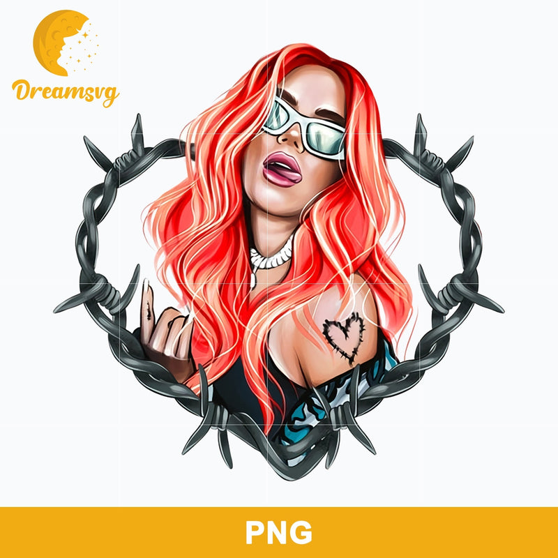 Karol G Red Hair Png, Bichota Karol G Heart Png, Hand Drawn Karol G Png File.