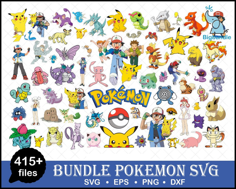 415+ pokemon svg bundle, pokemon svg, Pikachu svg, Pikachu clipart svg, Pikachu bundle svg, pokemon vector, Pokemon cut file