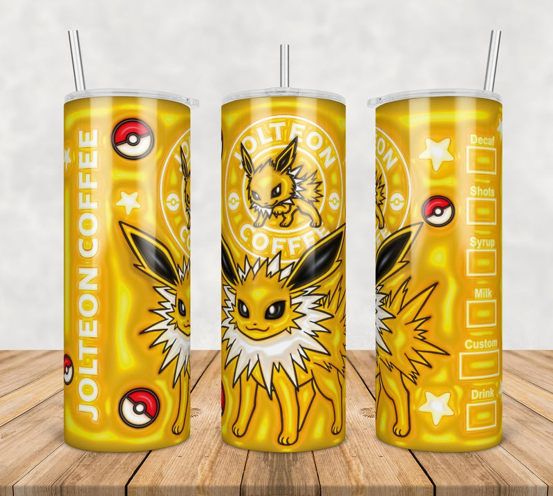 Jolteon Pokemon Inflated 3D Tumbler Wrap Png, SG10072342