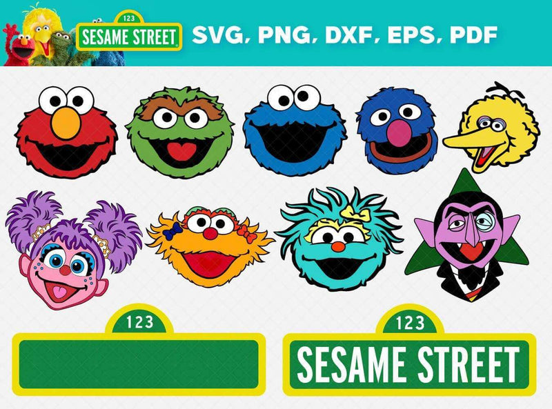 Sesame Street Clipart Bundle, PNG & SVG Cut Files for Cricut / Silhouette