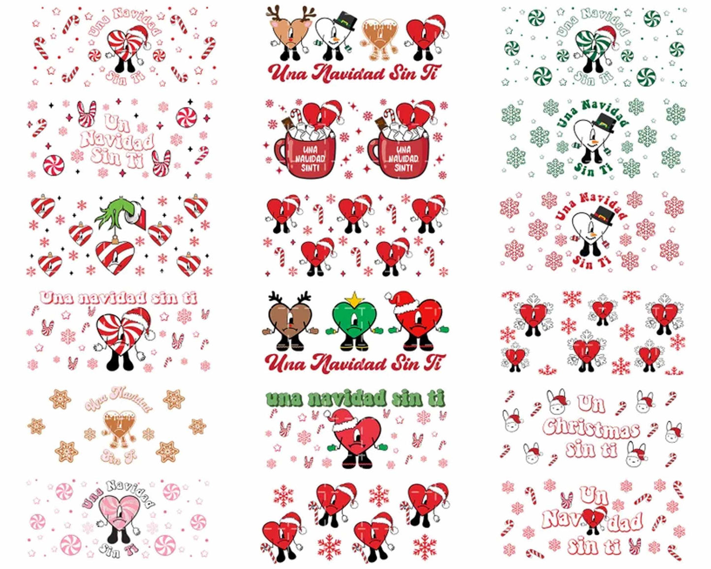 Version 2 - 45+ Christmas Bad Bunny Glass Can Wrap Png, Coffee Bad Bunny 16oz Png, Merry Christmas Tumbler Png, Bad Bunny Libbey Can Wrap Png