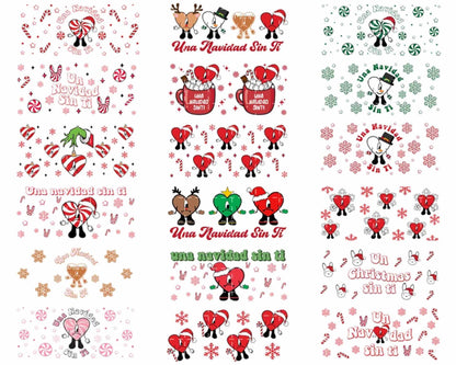 Version 2 - 45+ Christmas Bad Bunny Glass Can Wrap Png, Coffee Bad Bunny 16oz Png, Merry Christmas Tumbler Png, Bad Bunny Libbey Can Wrap Png