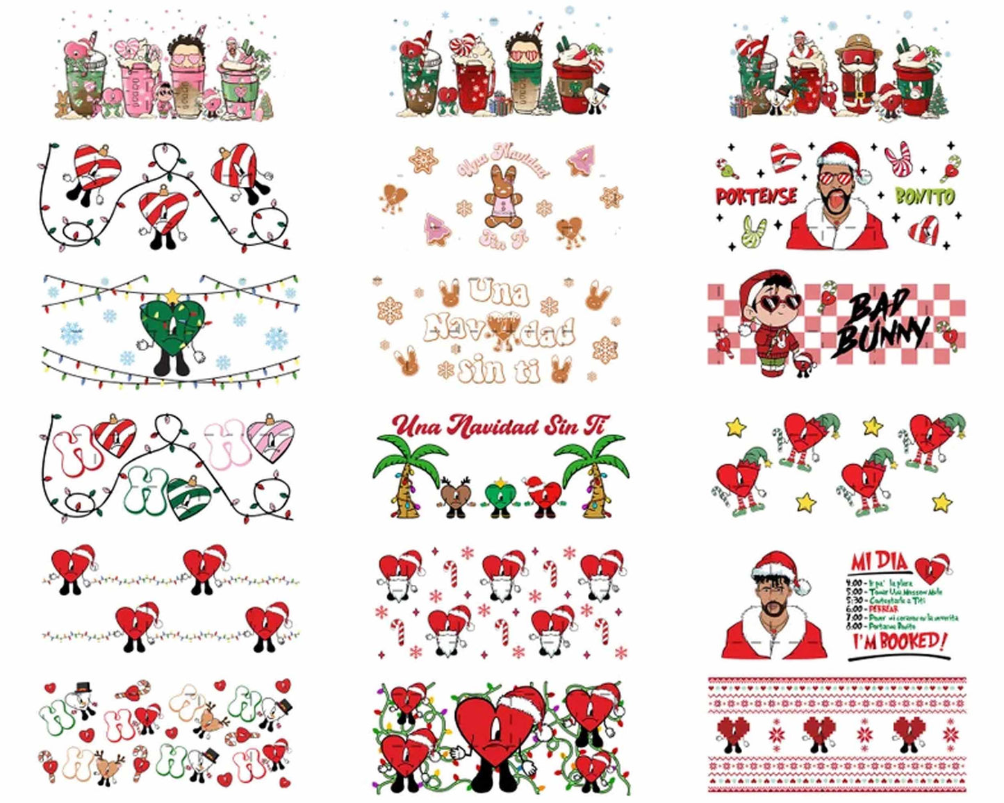 Version 2 - 45+ Christmas Bad Bunny Glass Can Wrap Png, Coffee Bad Bunny 16oz Png, Merry Christmas Tumbler Png, Bad Bunny Libbey Can Wrap Png