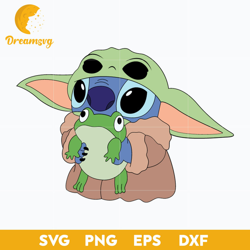 Baby Yoda Stitch SVG, Stitch Frog Hug SVG, Stitch Halloween SVG, PNG, DXF, EPS Digital File