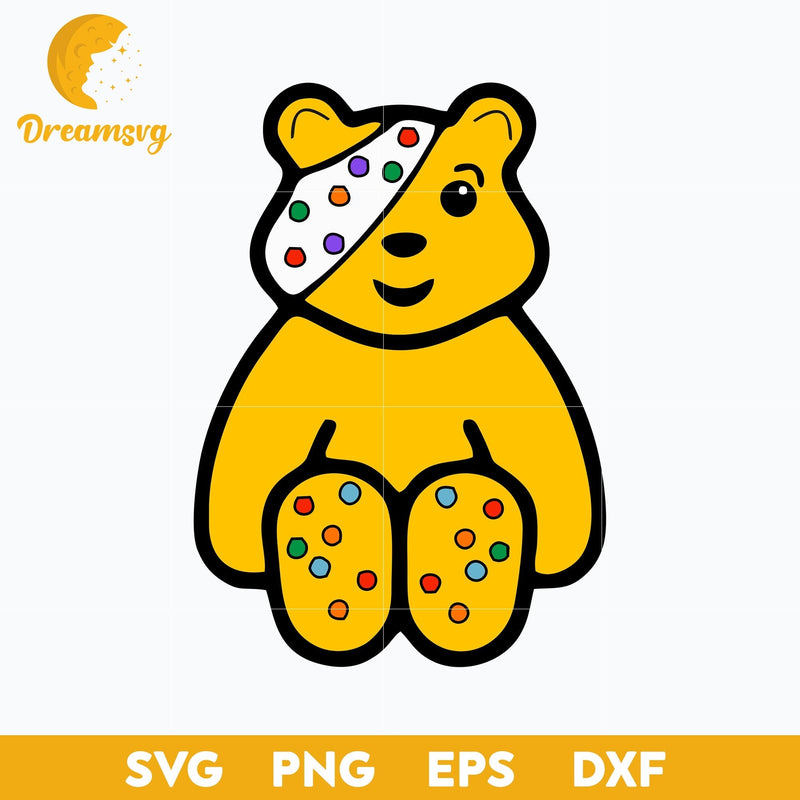 Pudsey Bear SVG, Children In Need SVG, Cartoon SVG File.