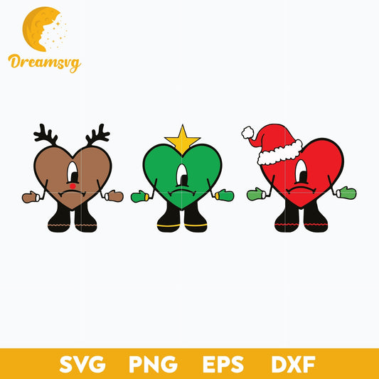 Bad Bunny Heart Christmas SVG, Christmas SVG, PNG, DXF, EPS File.