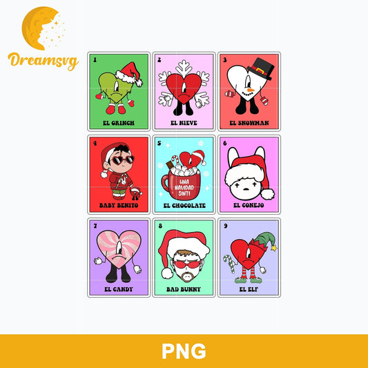 Bad Bunny Baby Benito EL Heart Bunny PNG, Bad Bunny Christmas PNG.