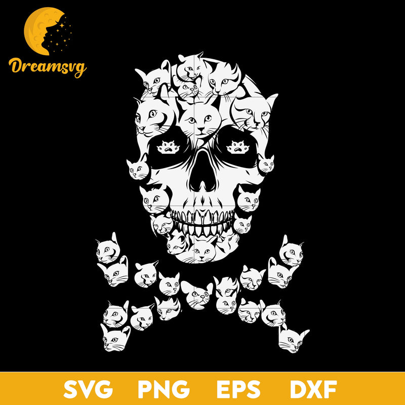 Funny Cat Skull Cat Lover svg, Halloween svg, png, dxf, eps digital file.