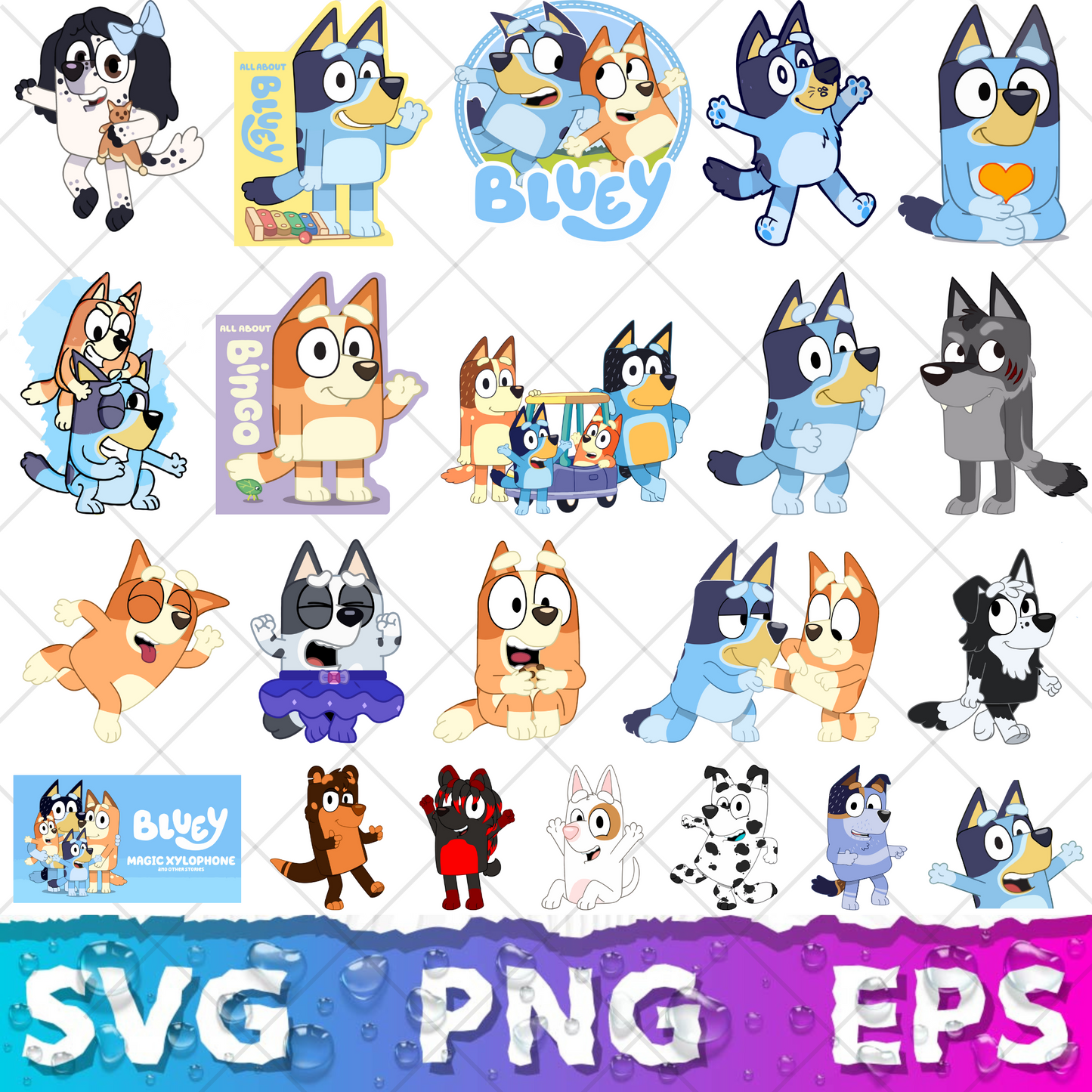 Bluey SVG & PNG Bundle - 850+ Bluey Family Clipart for Cricut & Silhouette, Sublimation, Stickers, Instant Download, Tshirt | Mug, Decals