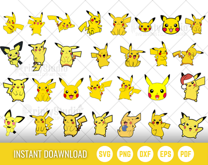 Pokemon SVG Bundle, Pokemon Birthday SVG, Pokemon Alphabet SVG, Clipart PNG Vector Files