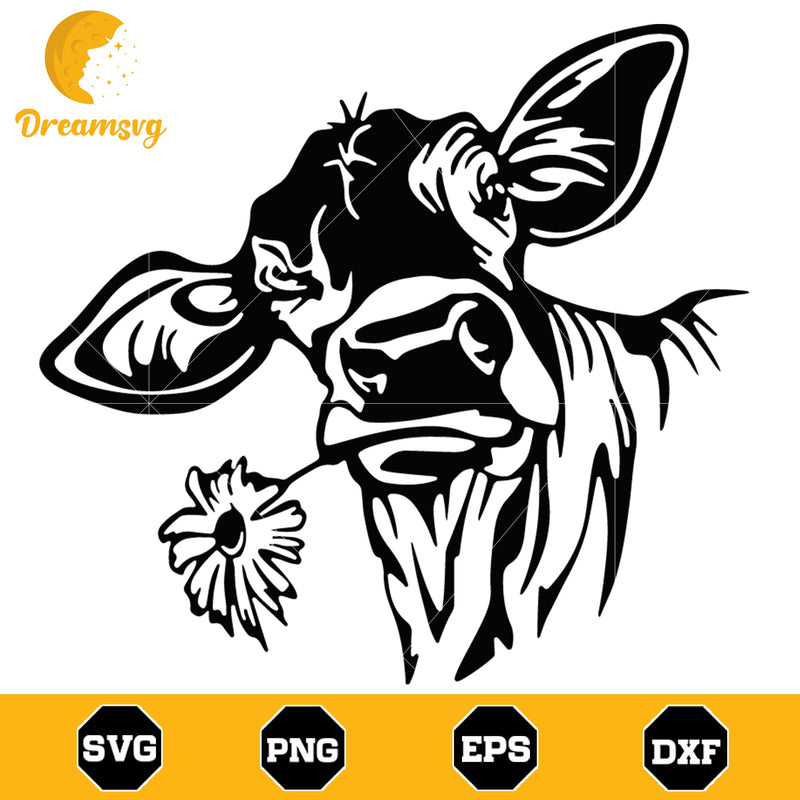 Cows with flower Svg, funny svg, png, dxf, eps digital file, svg file