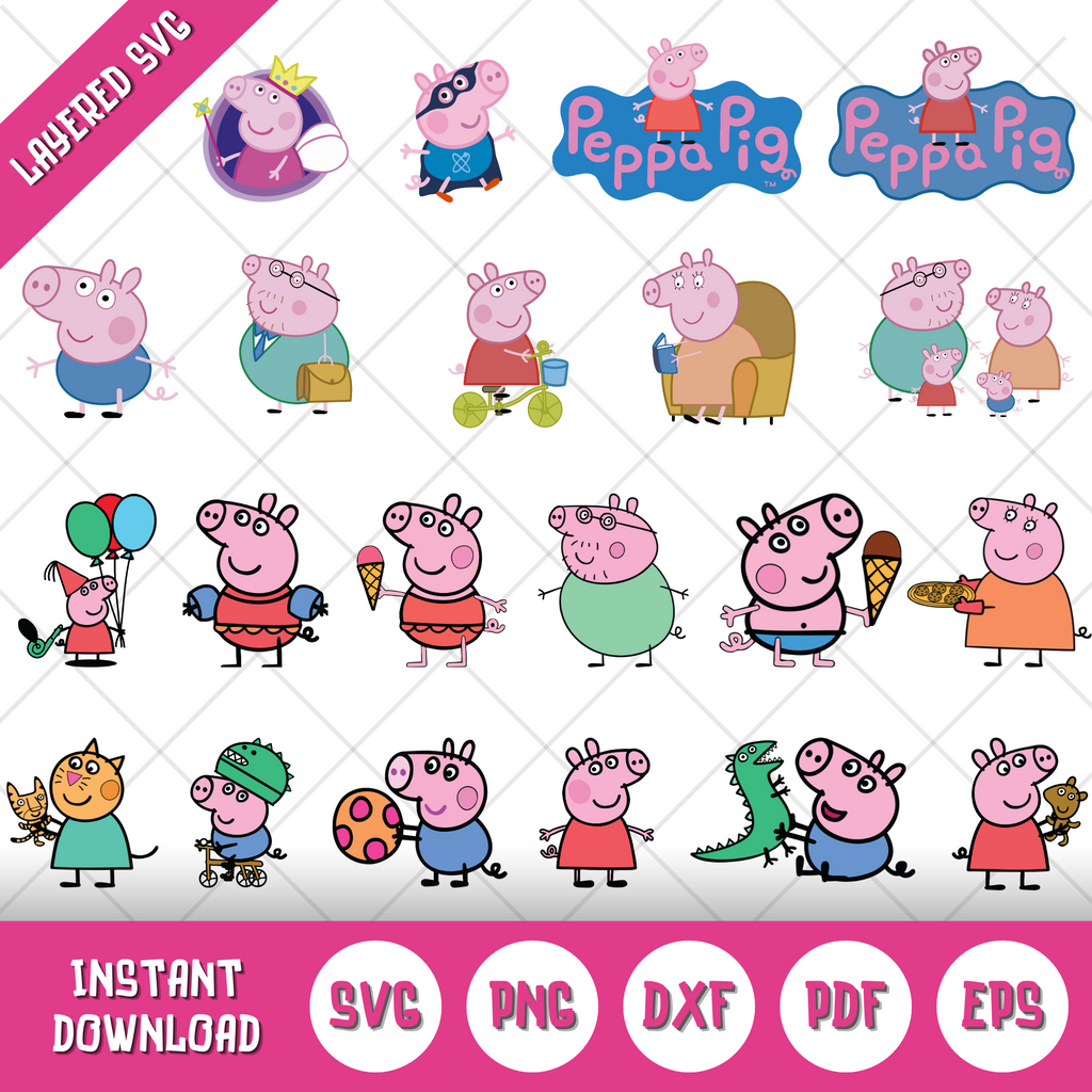 Peppa Pig Clipart Bundle Cartoon Peppa Pig SVG Cut Files For Cricut Peppa Pig Clipart Bundle Cartoon Peppa Pig SVG Cut Files For Cricut