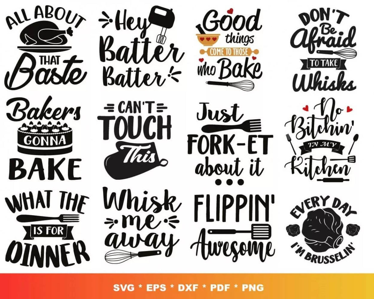 Kitchen Svg Files for Cricut and Silhouette - Kitchen Clipart Images