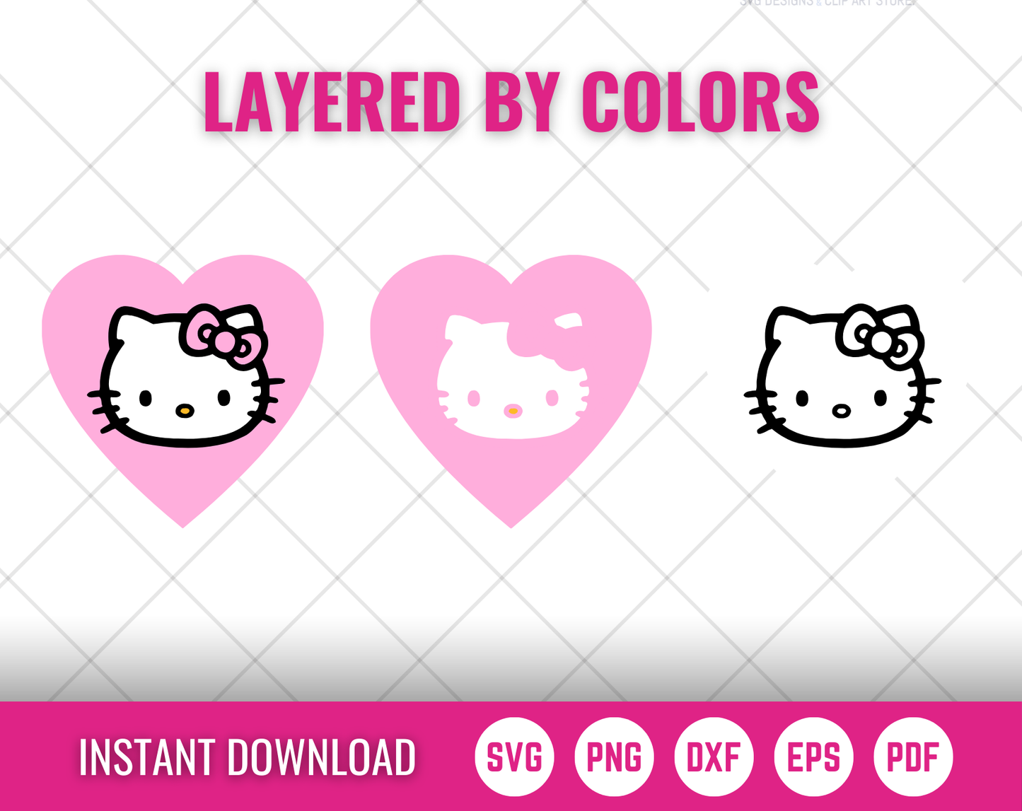 Hello Kitty Clipart Bundle, Hello Kitty SVG Cut Files For Cricut / Silhouette, Hello Kitty PNG