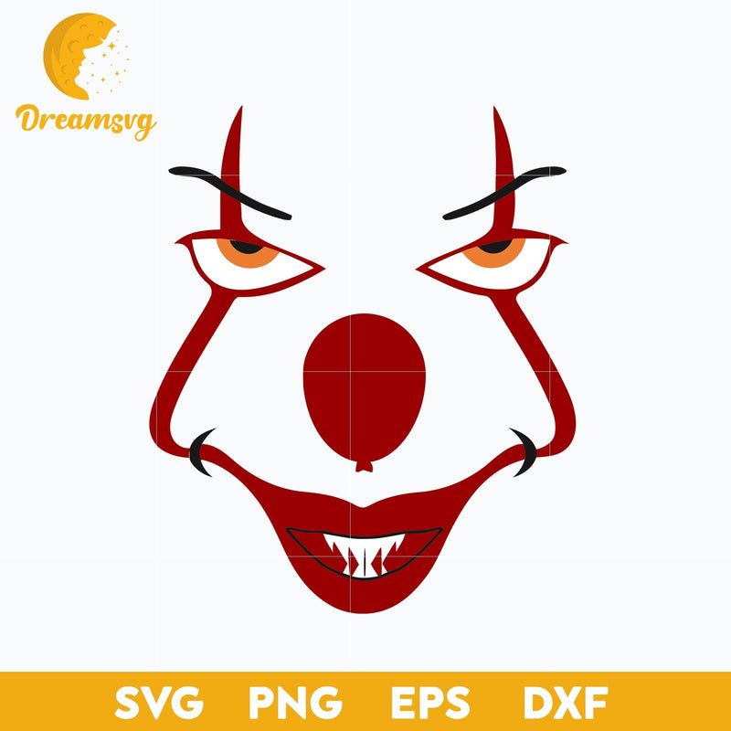 Pennywise Clown Pumpkin Stencil SVG, Scary Halloween SVG, Horror Characters svg, Halloween svg, png, dxf, eps digital file.