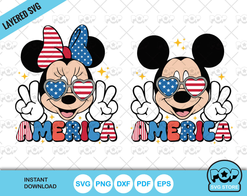 Mickey and Minnie 4th of July clipart, Disney Fourth Of July svg for Cricut / Silhouette, Independence Day svg, png