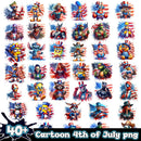 4th of July Cartoon Bundle 40+ PNG